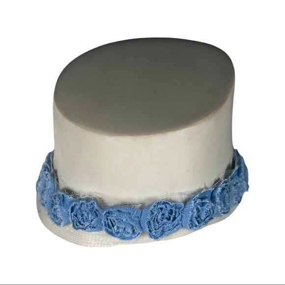 Blue denim rose lace ended handcrafted choker - Picture 3 of 4